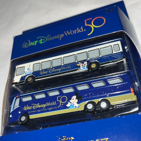 DISNEY Mickey Mouse and Minnie Mouse 50th Anniversary Die Cast Bus Set - Picture 8 of 9